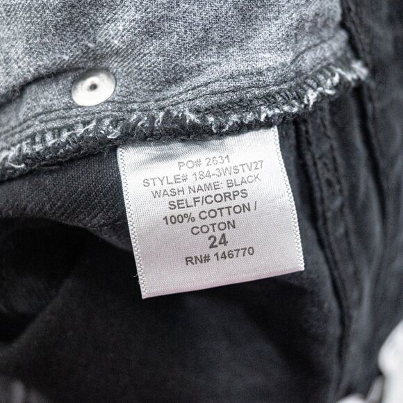 RE/DONE $265 70s High Rise Stove Pipe Denim Jeans Raw hem Black Sz 24 - Picture 6 of 10